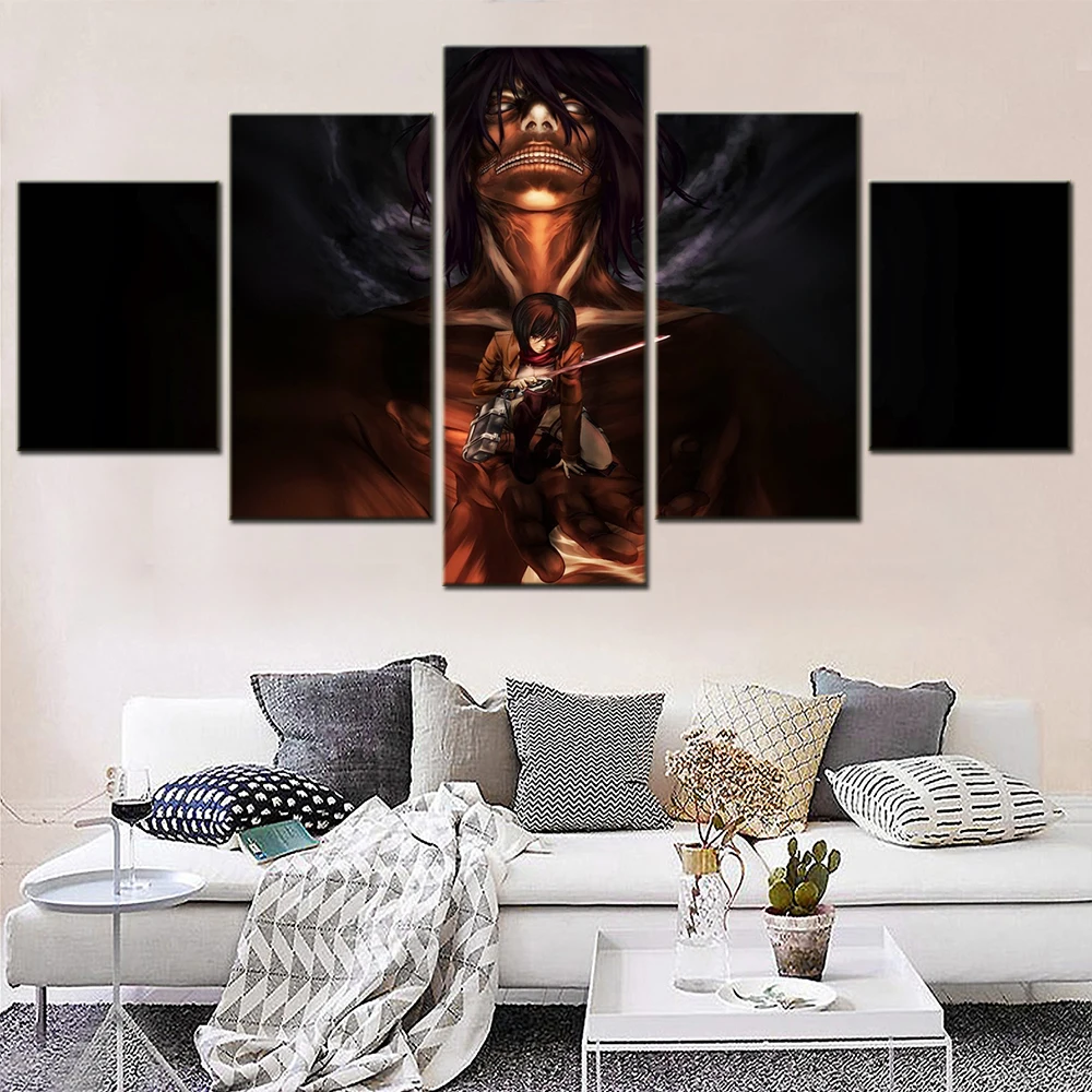 Модульная картина Hd с принтом для украшения дома 5 панелей картины из аниме атака