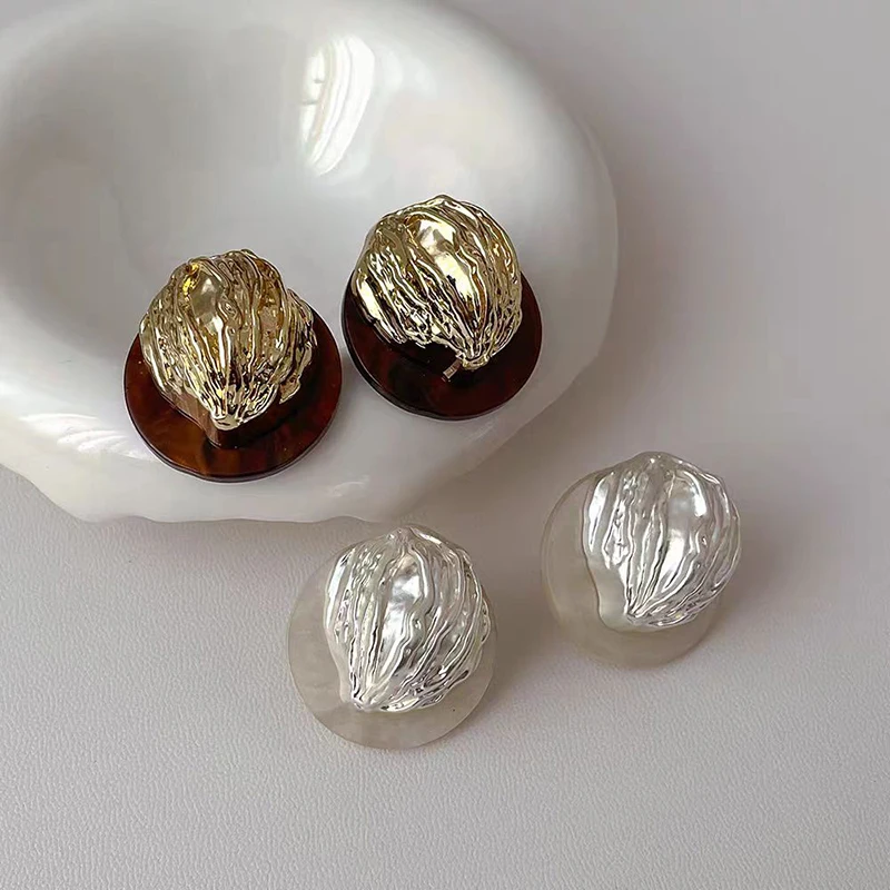 Ventag Merald геометрические круглые серьги-гвоздики плиссированные текстуры и