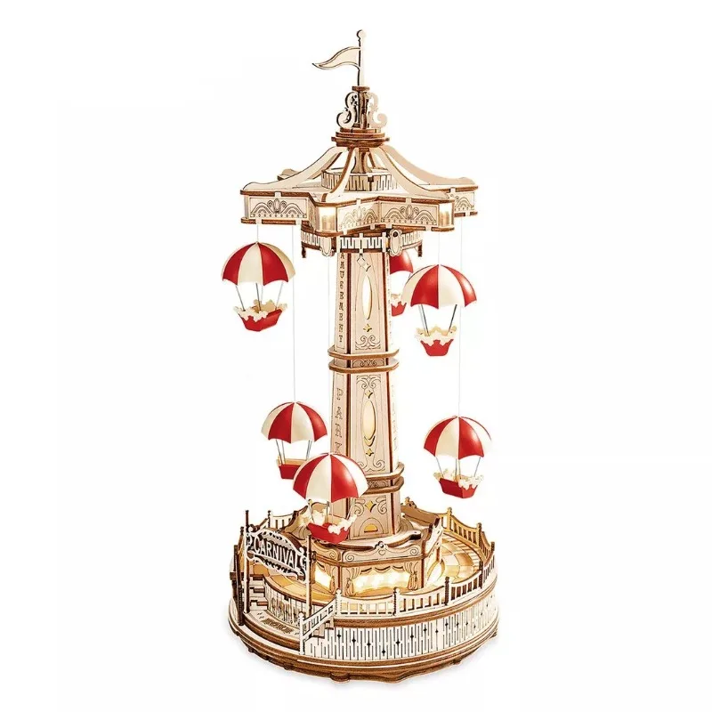 

ROKR Parachute Tower DIY Music Box Moveable Magic Amusement Park for Kids Birthday Gifts Xmas 3D Wooden Puzzle EA01 Parachute