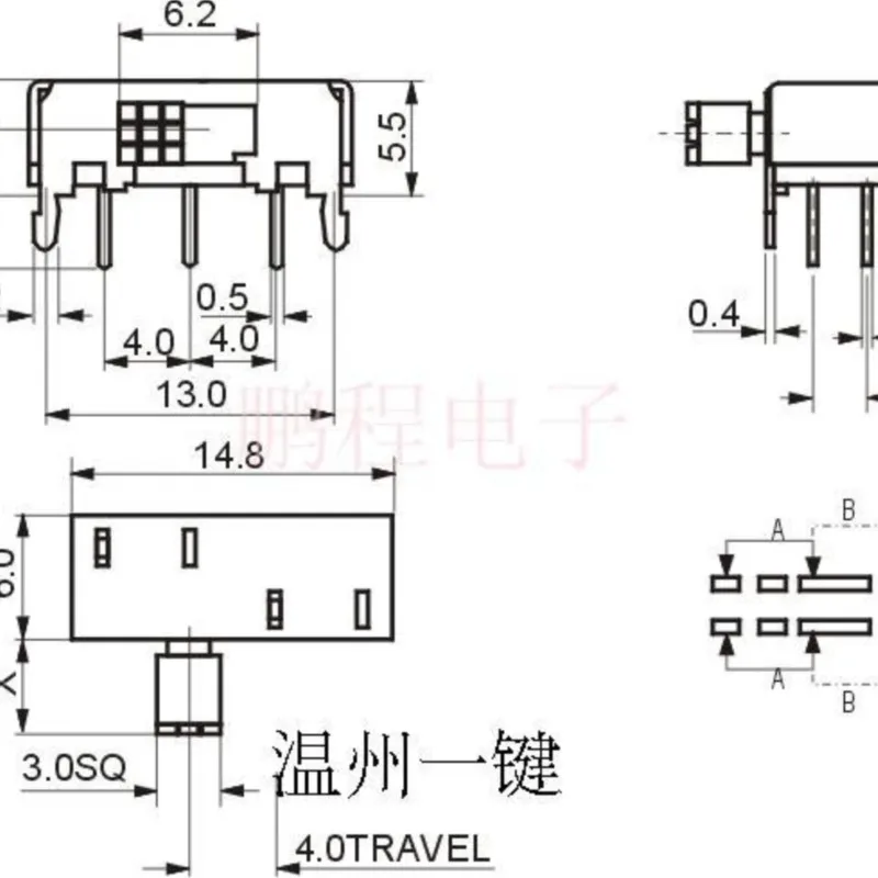 10 шт. SK-22H06 (2P2T) Различные высоты 2-скоростной тумблер 2 фиксированные ножки 6 футов