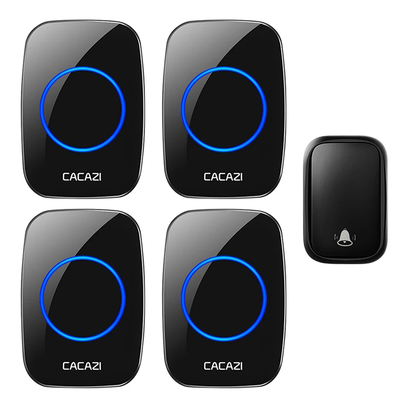 

CACAZI Home Wireless Self-powered Doorbell No Battery Call Ring Bell US EU UK Plug 1 Transmitter 4 Receiver 60 Chimes 0-110 dB