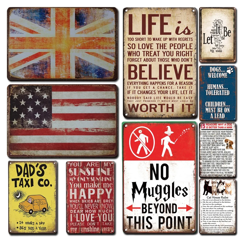 

Vintage Made In America Metal Plaque Tin Sign Personalized Metal Poster Signs Retro Man Cave Living Room Decoration Plates