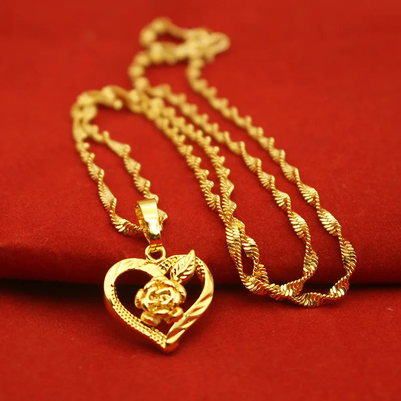 Женское Ожерелье из 18-каратного золота с подвеской желтого 24 к 100% пробы |