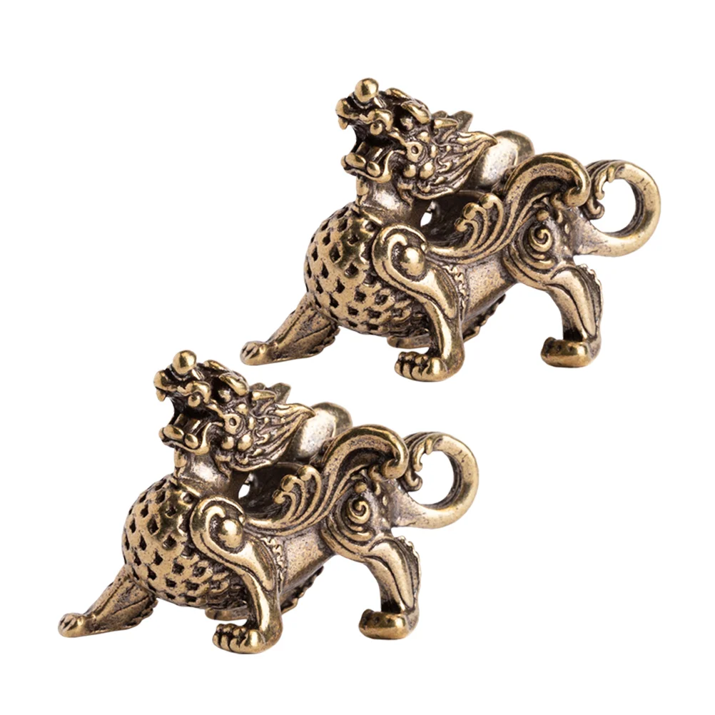 

Brass Kylinanimal Statue Pendant Figurines Miniature Figurine Sculpture Decorations Decor Pocket Charm Home Luck Lucky Models