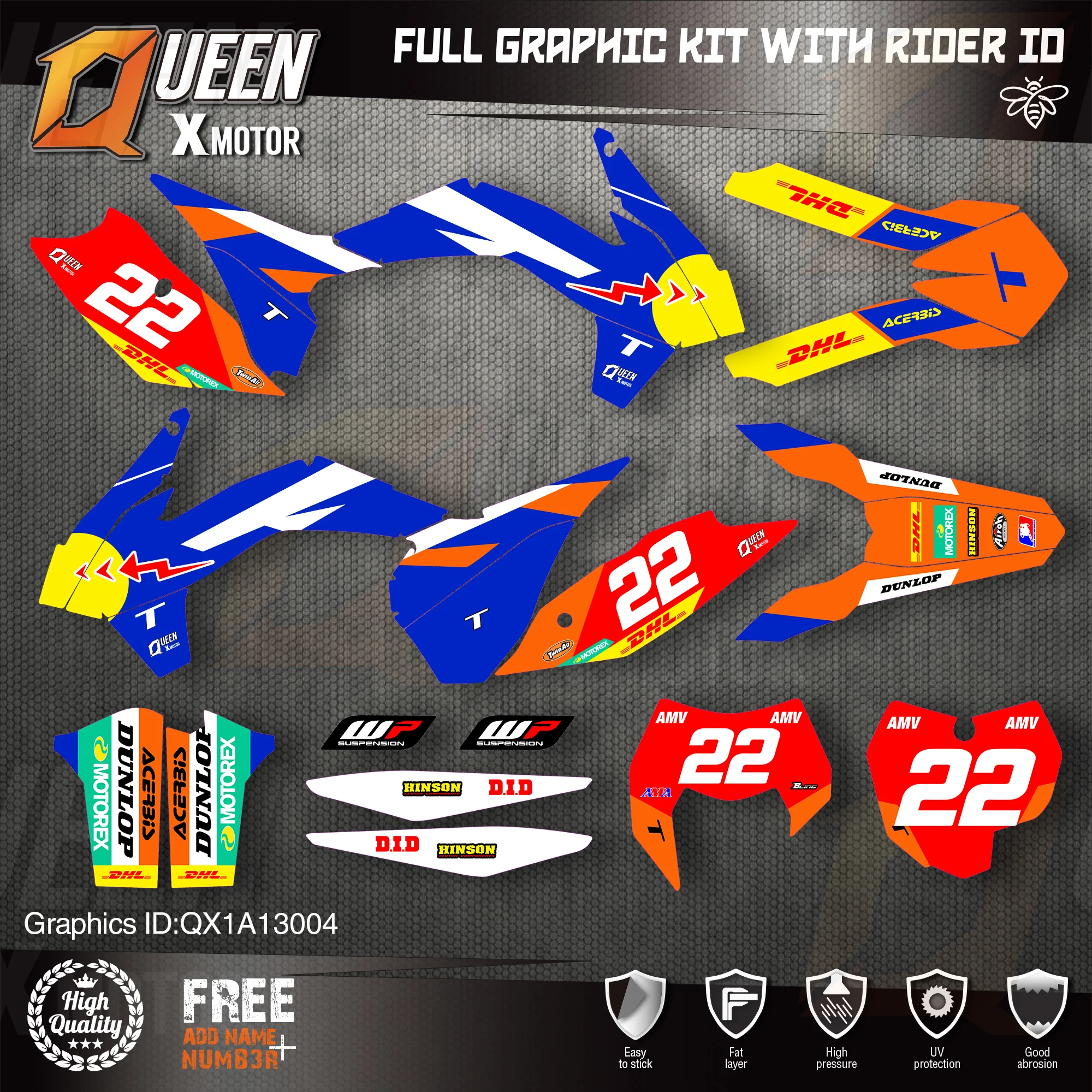 QUEEN X MOTOR Custom Team графические наклейки Набор наклеек для KTM 2013 2014 2015 SX SXF 2016 EXC Φ 004 |
