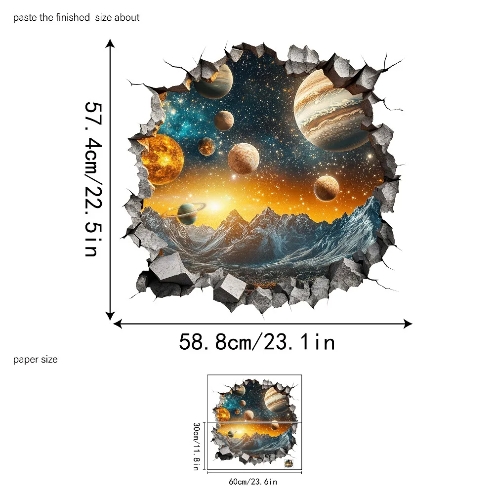 

3D Вселенная Солнечная система планет сломанная наклейка на стену космическая космическая планета обои для детской комнаты мальчики спальня украшение стены