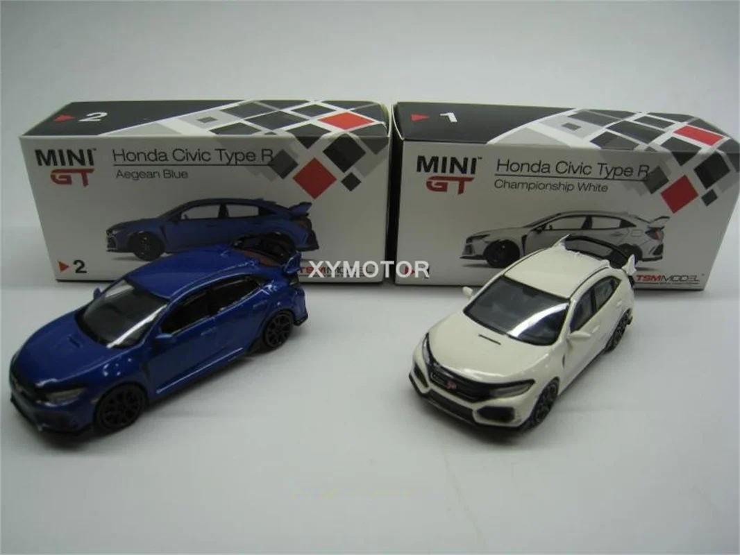 

TSM MINI GT 1/64 For Honda Civic Type R FK8 Metal Diecast Model Car Gifts Display Blue/White