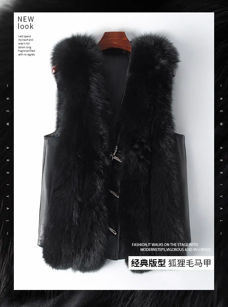

2023Real fur,A Small Amount of Clothing Winter Fashion New Fox Fur Grass Spliced Sheepskin Fur Women's Vest