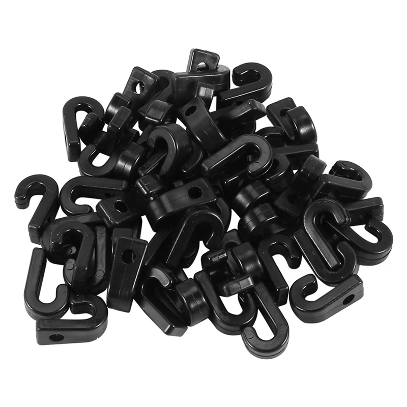 

50Pcs Nylon Bungee Lashing Shock Cord J Hooks Tie Down Hook For Kayaks Canoes Boats