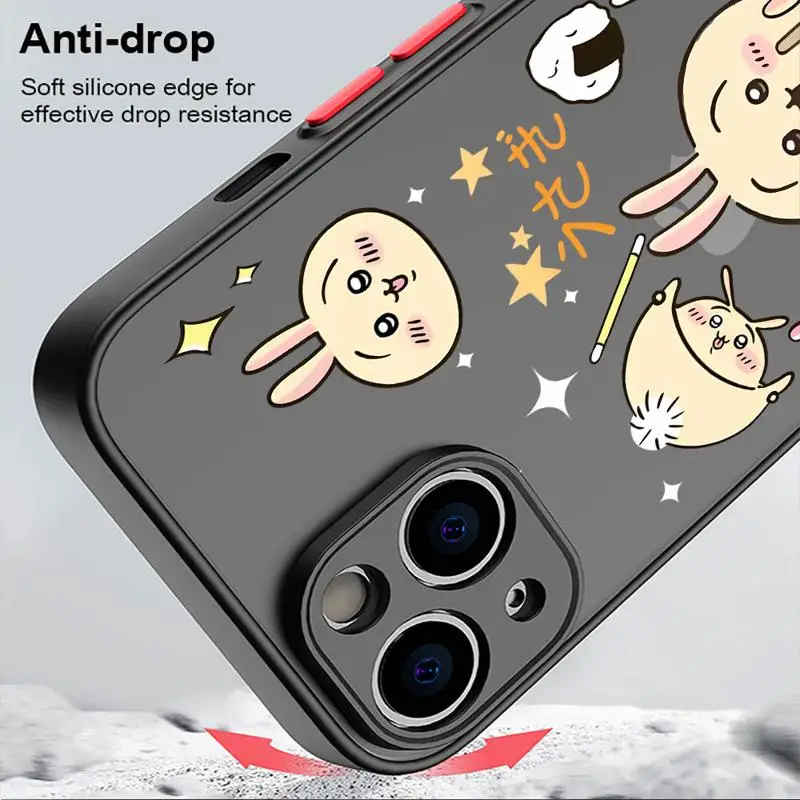 Чехол для телефона с японскими комиксами Chiikawas Матовый Жесткий iPhone 11 12 Mini 13 14 Pro 15