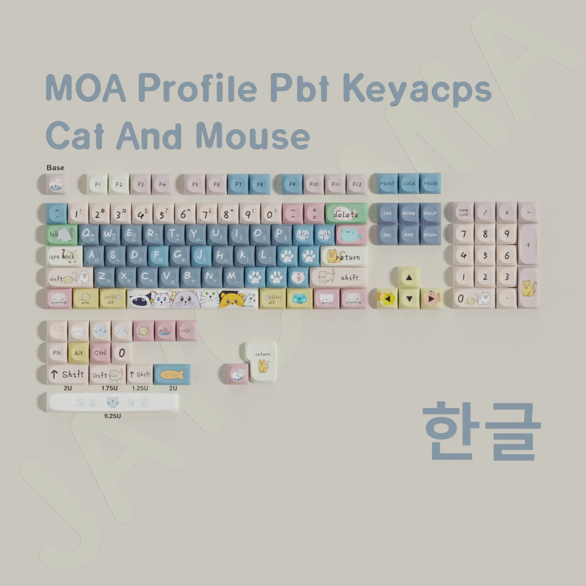 2024Newstyle MOA Profile Cat And Mouse PBT Колпачки для клавиш Корейский немецкий ISO ANSI Layout Большой