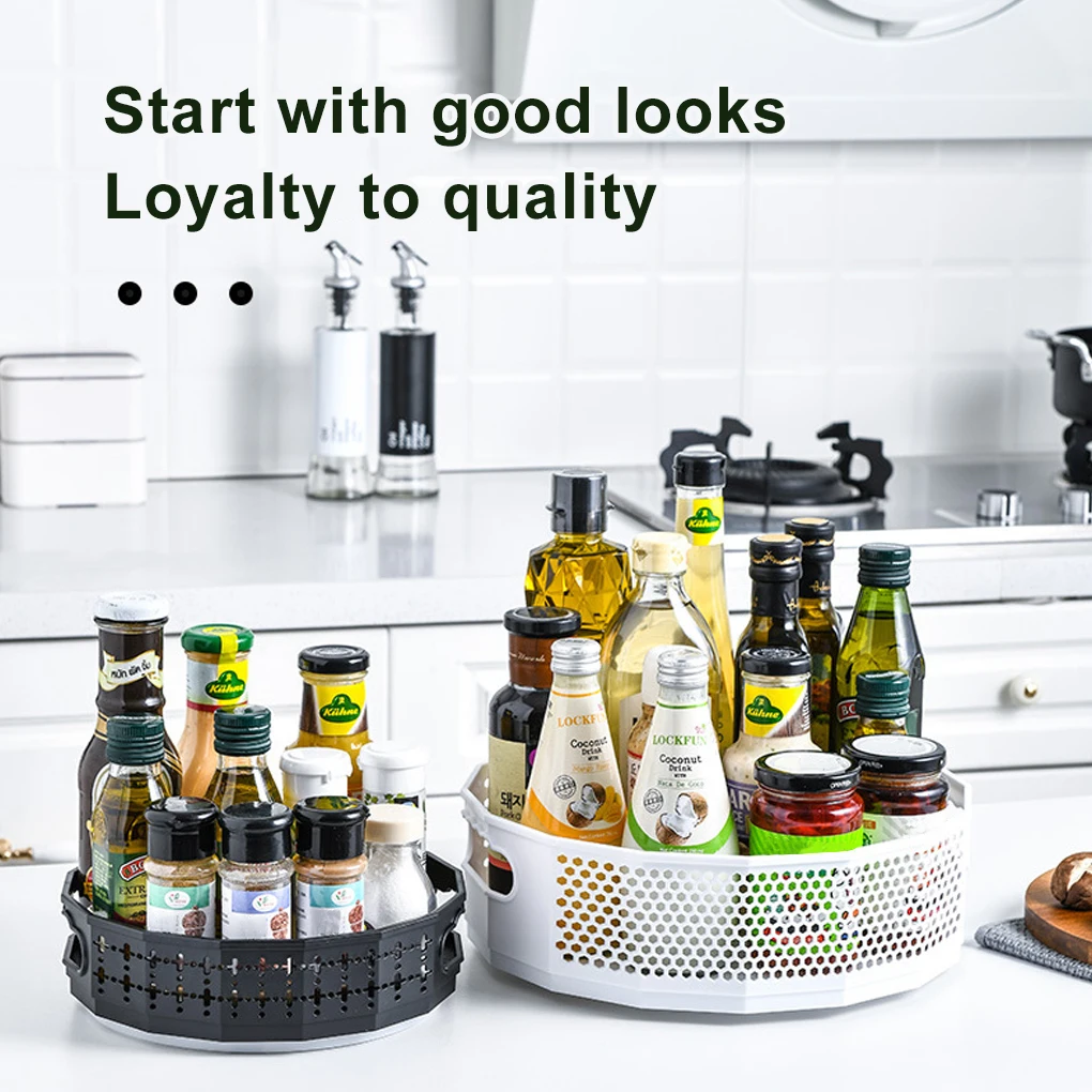 

Plastic Lazy Rotating Storage Container - Non-Slip 8" & 11" Rotating Organizer tray for Kitchen Pantry, Cabinet, Bathroom