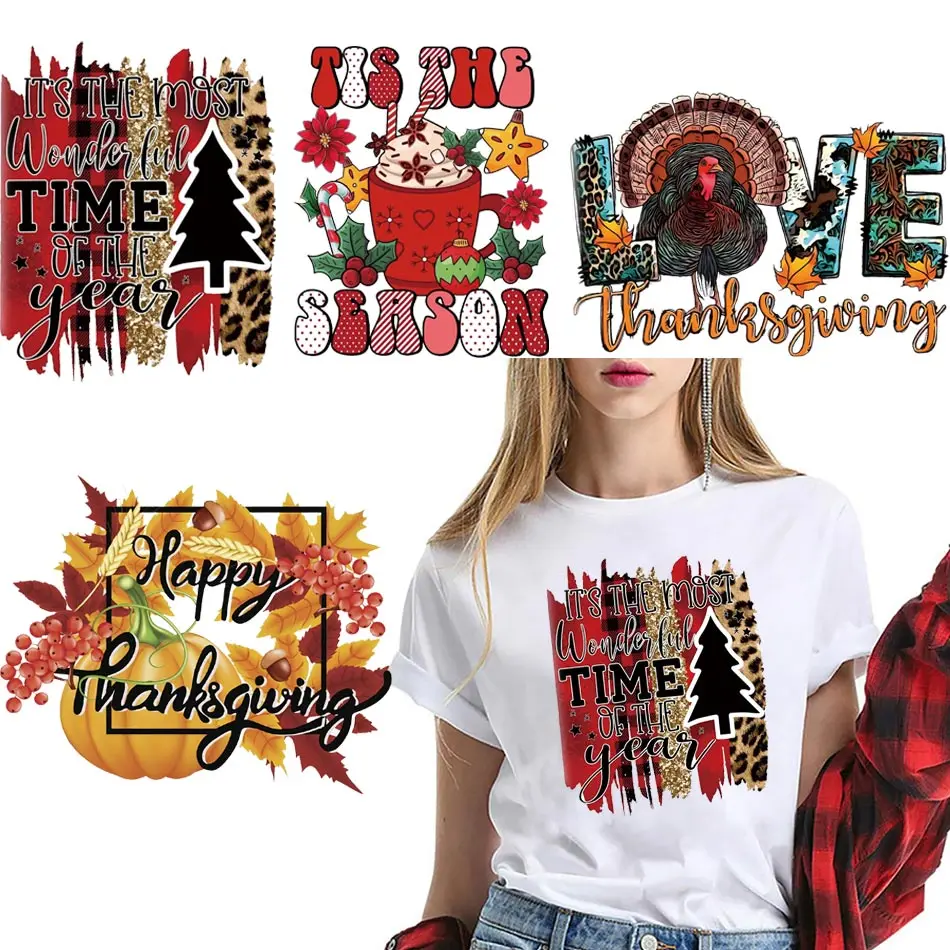 Термонаклейка на День Благодарения, футболка, «сделай сам», моющиеся термонаклейки для одежды, украшенные красивыми нашивками