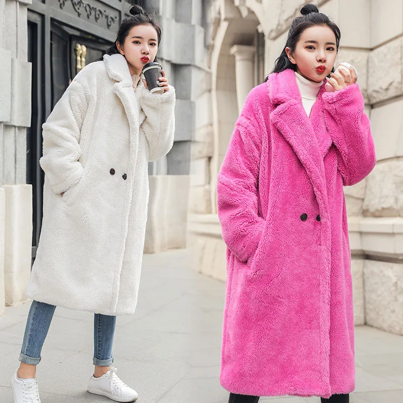 Winter New Coat Lamb Hair Medium Long Thick Mud Coat Women's Artificial Fur Coat Warm Jacket Plush Casual Loose Goddess Coat