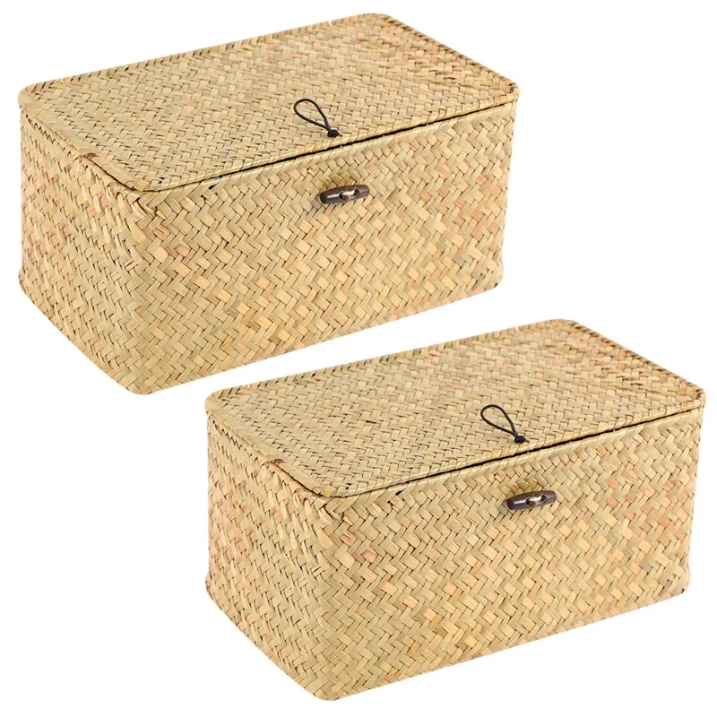 

2 шт., плетеная коробка ручной работы с крышкой