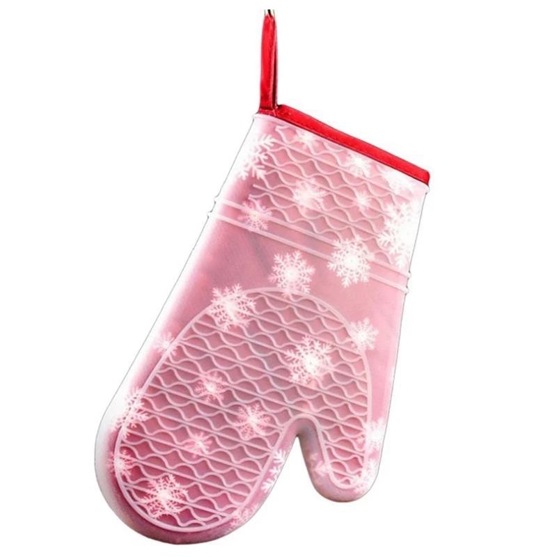 

Рождественские силиконовые тканевые перчатки JEYL, Нескользящие перчатки с принтом для микроволновой печи, изолированные перчатки, кухонные...