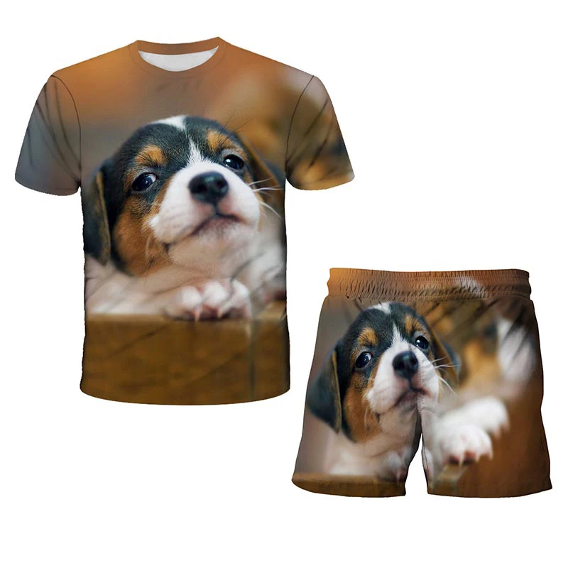 

Комплект из футболки и шортов для мальчиков и девочек Детская футболка с 3D анимацией волшебник мультфильм модный Комплект 3-14t