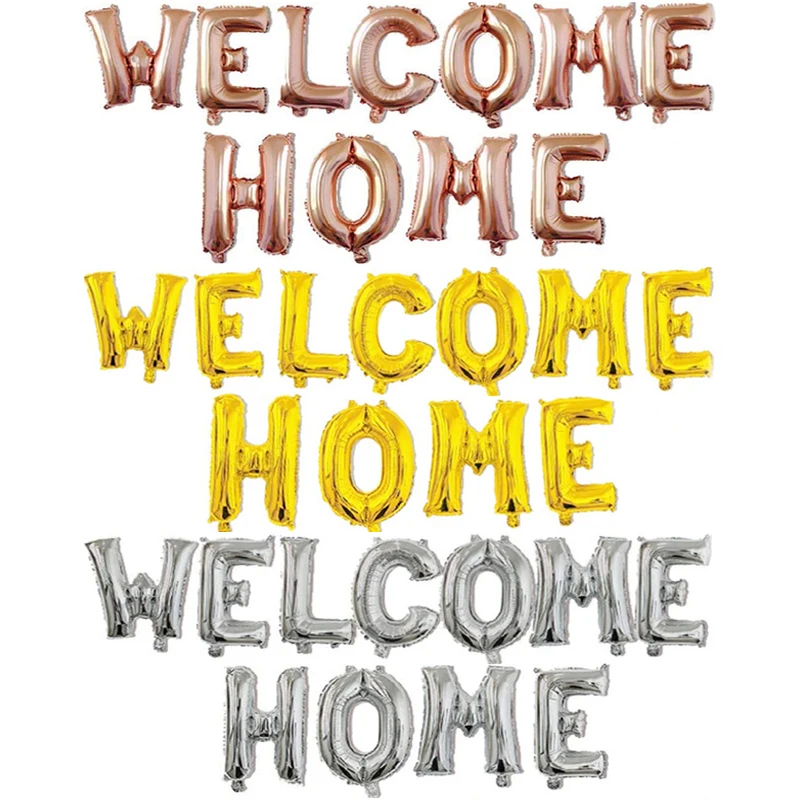 

1set 16inch Rose Gold Silver Welcome Home Foil Balloons Letter Helium Globos Welcome Back to Home Event Party Ballons Supplies