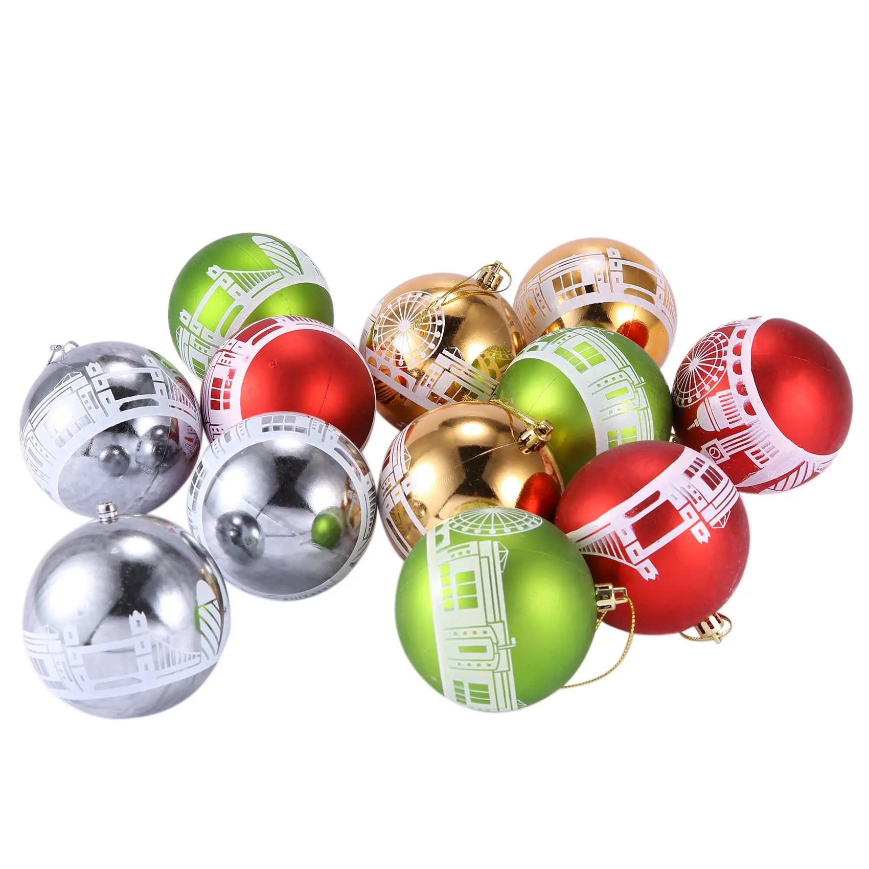 

12Pcs Christmas Tree Decor Ball 80Mm Bauble Xmas Party Hanging Ball Christmas Ball for Home Christmas Decorations A