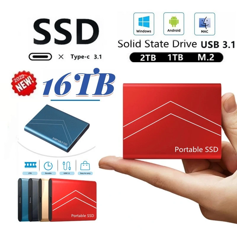

SSD Mobile Solid State Drive 16TB 12TB Storage Device Hard Drive Computer Portable USB 3.0 Mobile Hard Drives Solid State Disk