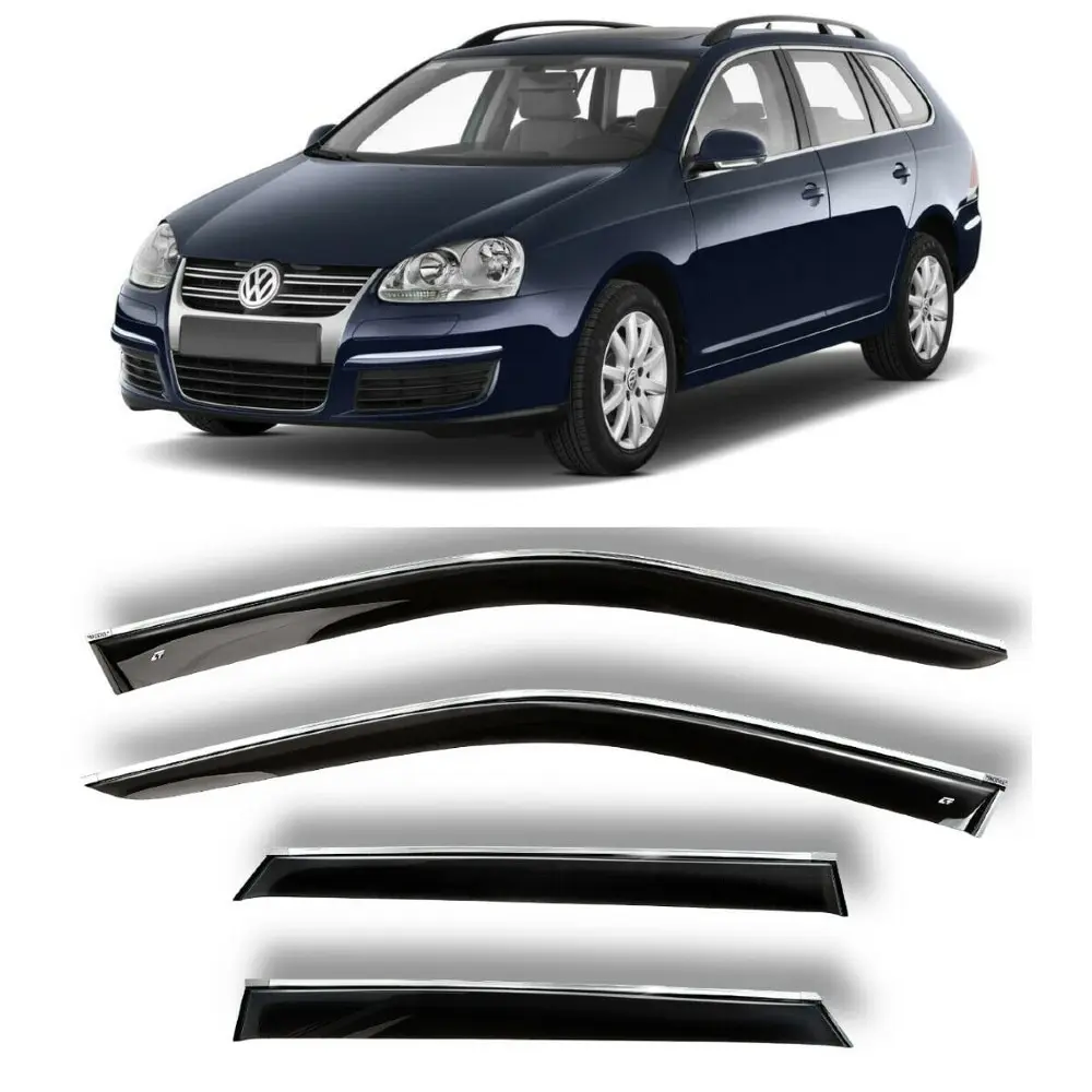 Дефлекторы окон хром полоска молдинг Cobra Tuning на авто VW Гольф 5 V Универсал 2007-2009