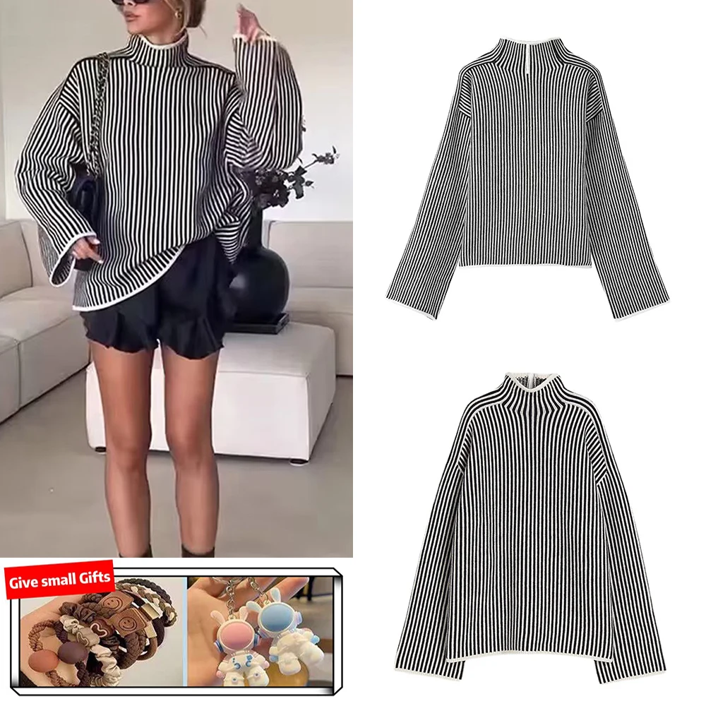 

New Autumn Women's Clothing European and American Fashion Versatile Oversize Turtleneck Pullover