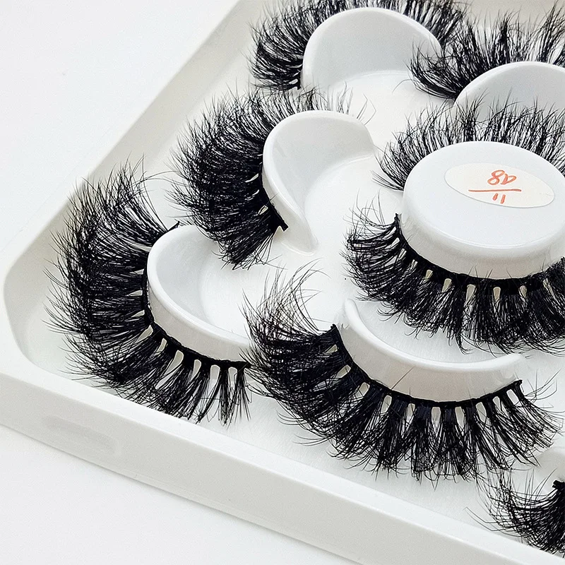 

QSTY New 5Pairs False Eyelashes 5D Mink Hair Fake lashes Natural long Wispies Fluffy Eyelash Extension makeup supplies wholesale