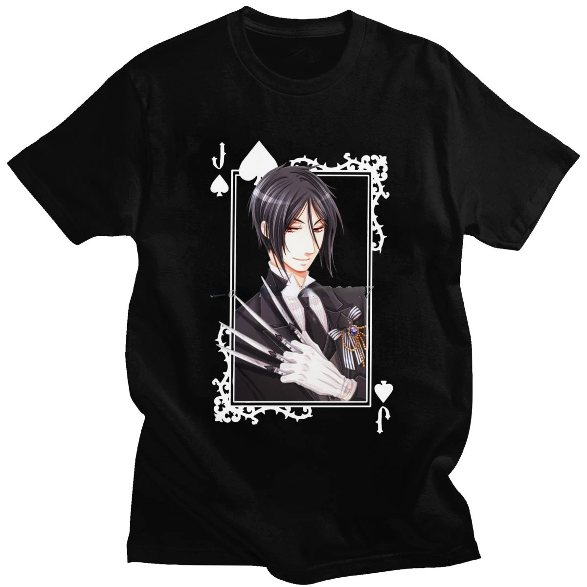 

Japanese Anime Black Butler Sebastian T Shirt Kuroshitsuji Toboso Yana Cartoon Manga Graphic Tshirts Unisex Otaku Streetwear Tee