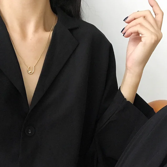 

Pure 925 Sterling Silver Simple Snake Chain U Shape Necklace Women Jewelry S925 Designer T Show Runway Gown INS Japan Korea