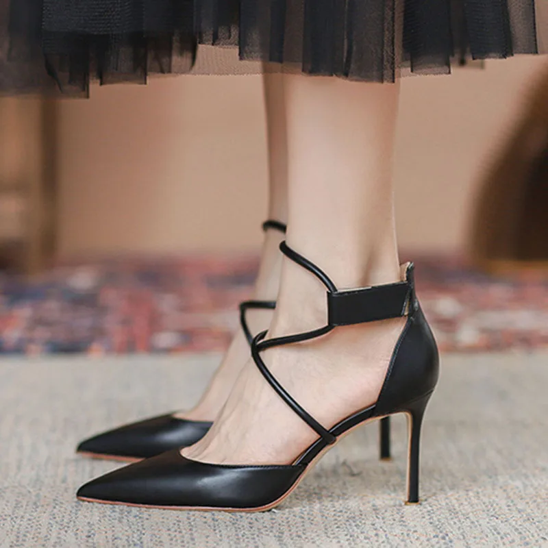 

Rimocy/пикантные женские туфли-лодочки с острым носком на тонком высоком каблуке; Модные вечерние туфли с перекрестными ремешками; Женские туф...