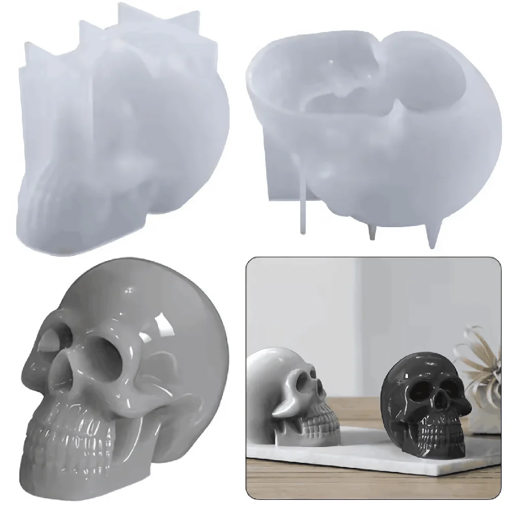 

3D Large Skull Silicone Candle Mold DIY Buck Teeth Skeleton Crystal Epoxy Soap Ice Cube Baking Chocolate Resin Mould Home Decor
