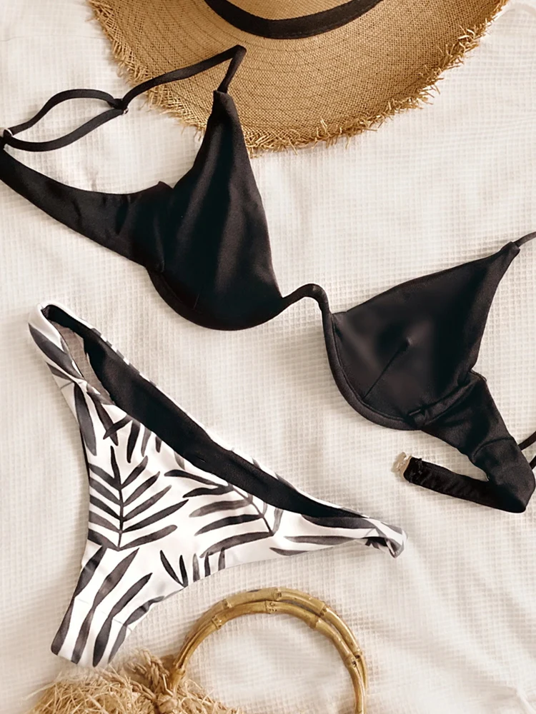 Женский раздельный купальник с принтом пуш-ап