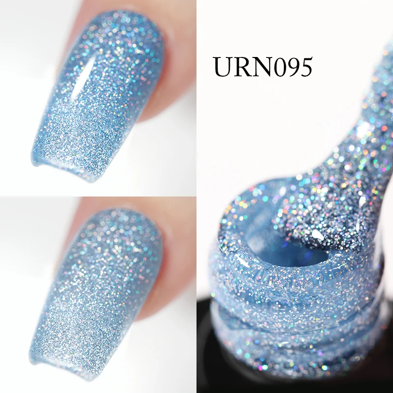 UR SUGAR 글리터 스팽글 네일 젤 폴리시, 핑크 누드 컬러, 흡수 제거 UV LED 젤 네일 아트, 반영구 바니시 매니큐어, 7.5ml