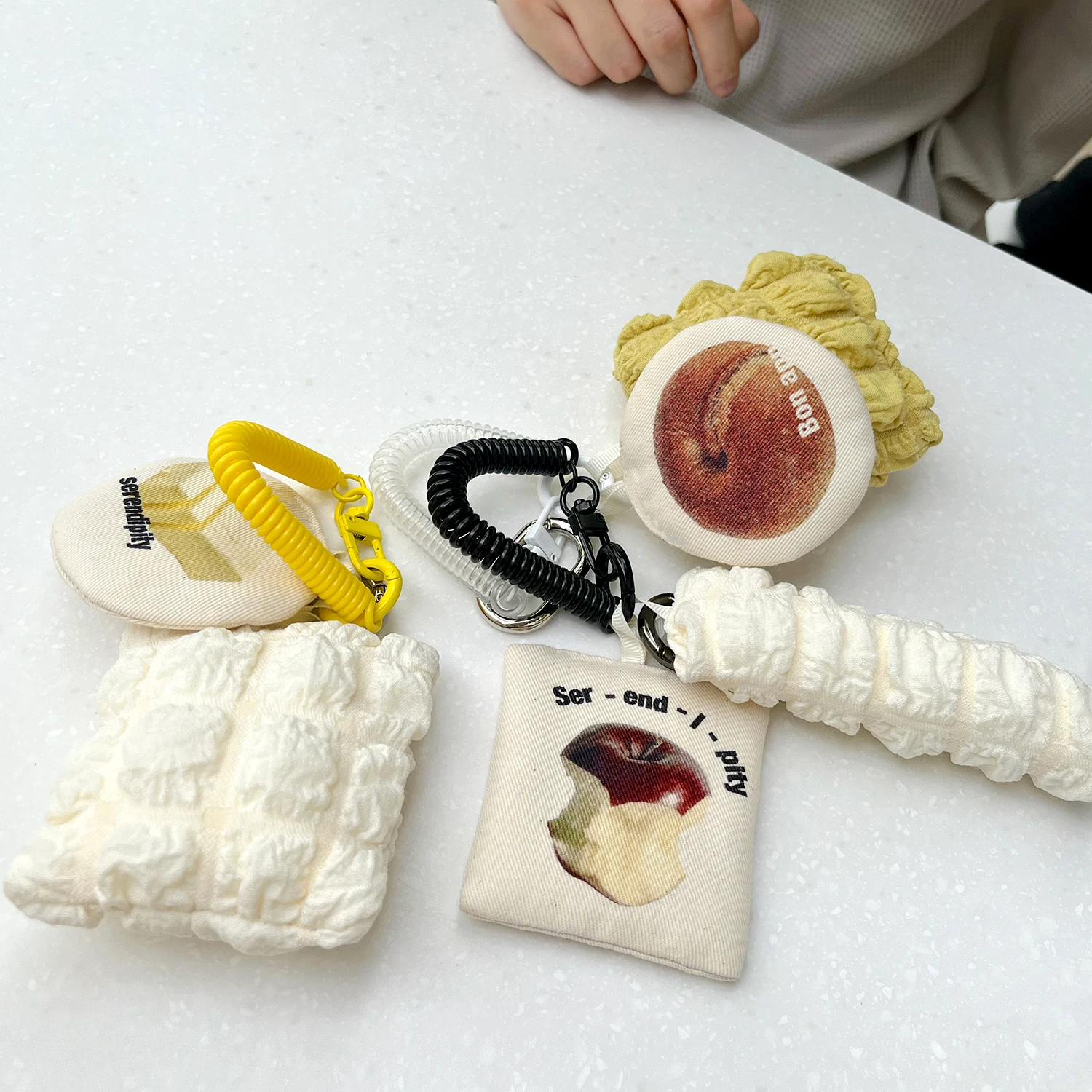 

Cute Key Pendant Puff Fabric Jewelry Key Chain Design Bag Decorative Pendant Small Pendant Keychain Accessories Car Keychain