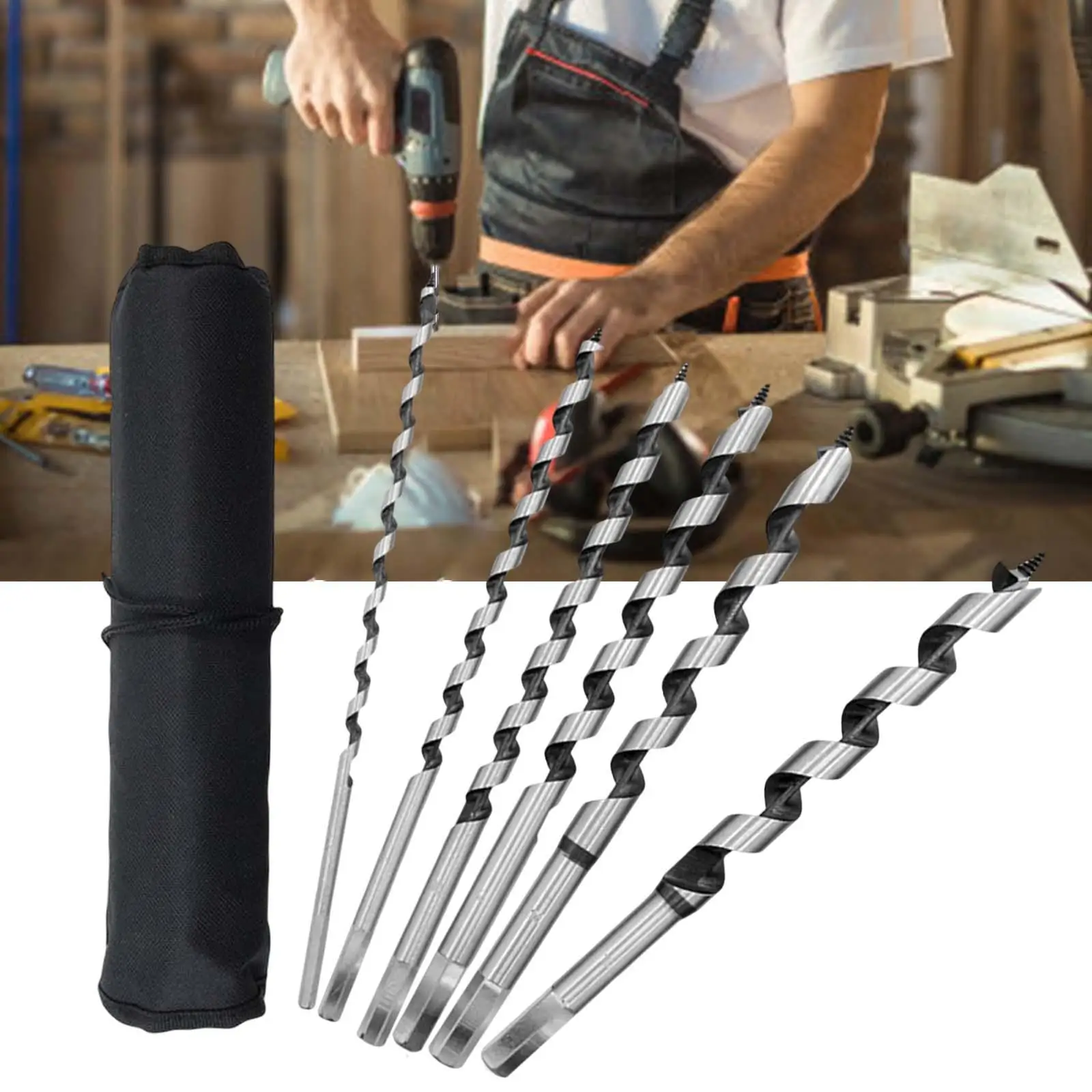 

6x Auger Drill Bit Set Hole Drilling Tool for Metal Iron Wood Woodworking
