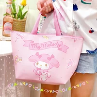 sanrio hellokitty melody kuromi cinnamoroll candy color handbag shopping pu large lunch box wear resistant mommy bag kawaii