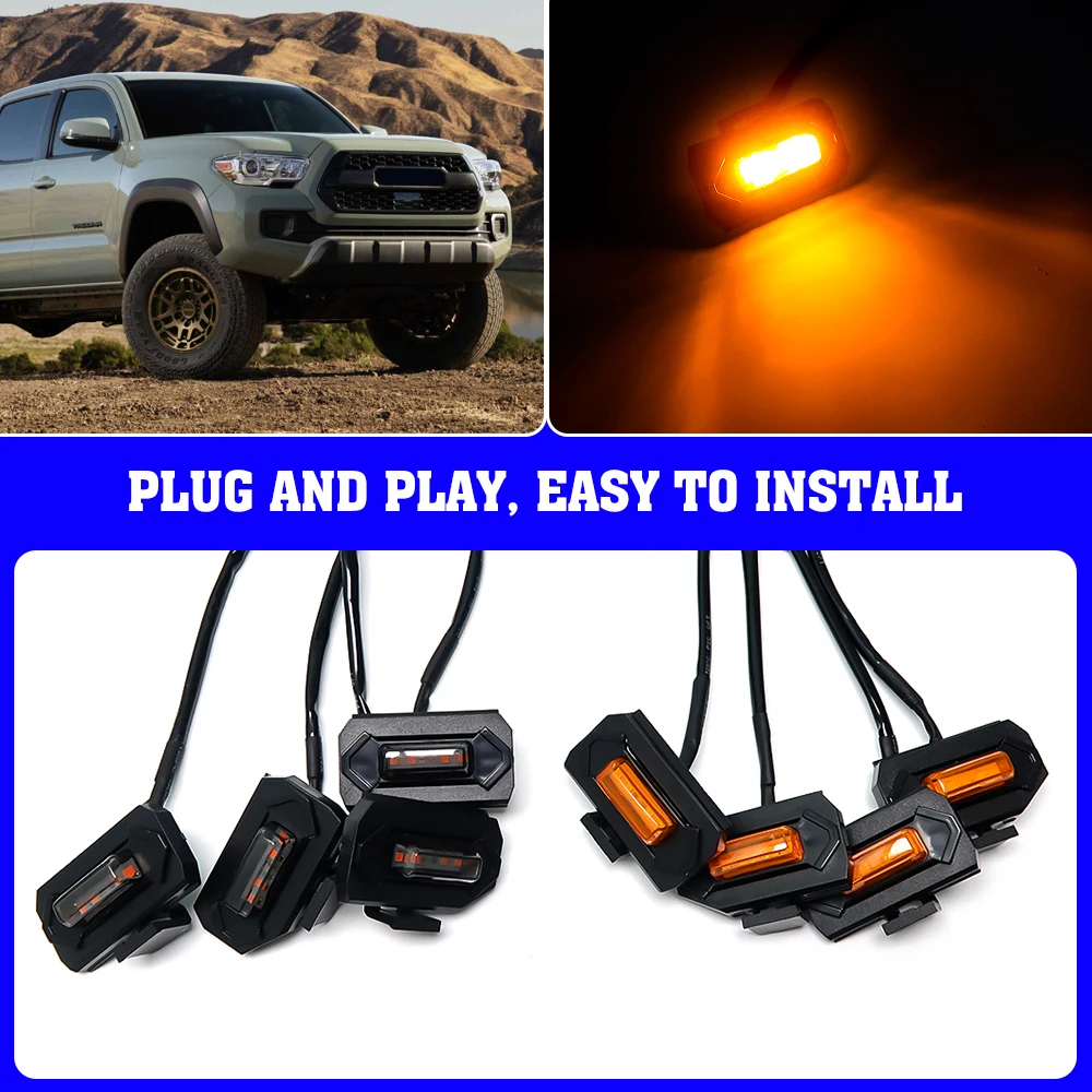 

4Pcs For Toyota Tacoma TRD Off Road & TRD Sport OEM Grill 2020-2023 Car Exterior LED Lights Decoration Front Grille Lamp Parts