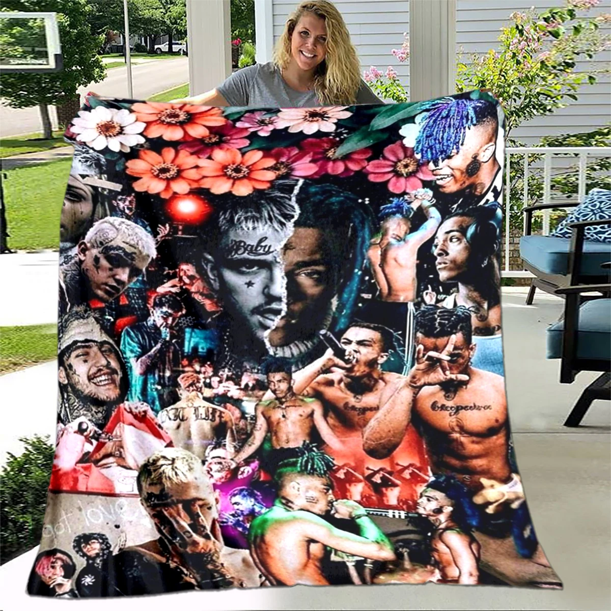 

XXXTentacion - Rap artist printed blanket, fashionable and warm flannel blanket, picnic blanket, bed blanket, birthday gift