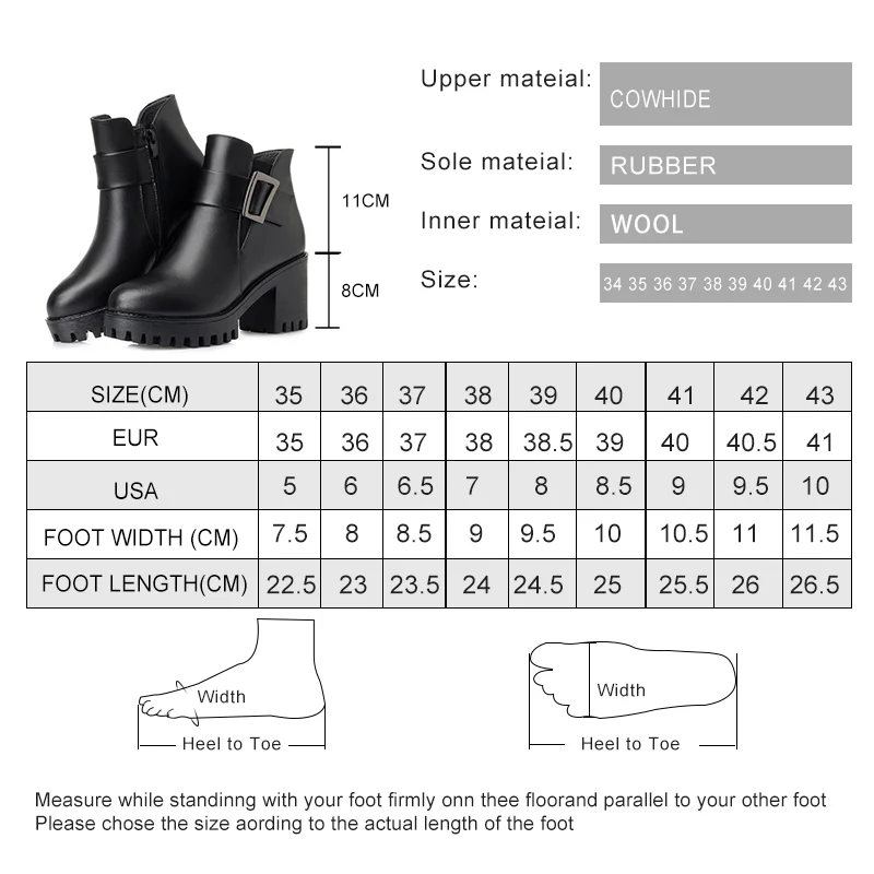 AIYUQI Ankle Boots Women 2023 New Platform Winter Genuine Leather Snow Boots Heel Luxury Wool Boots Female
