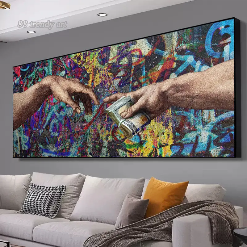 Микеланджело всемирно известная живопись граффити искусство носить деньги рука