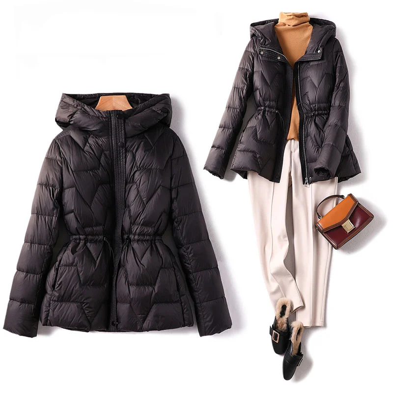 Winter Down Jacket Women New Fashionable Short White Duck Down Thin Light Coat In Autumn and Winter 2022