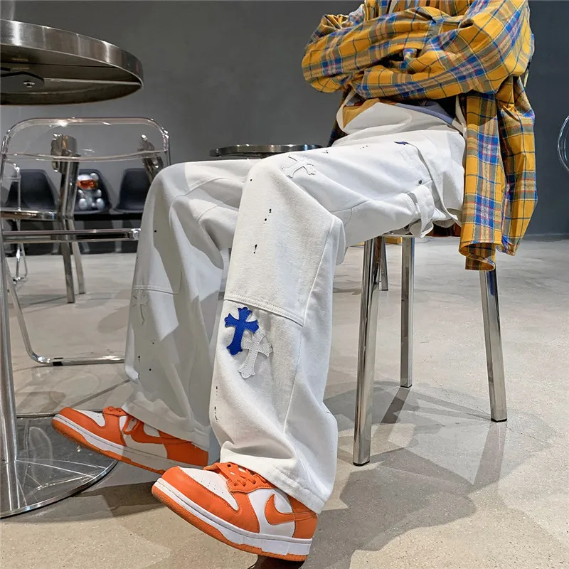 Y2k Womens Boyfriend Baggy Jeans Men White Denim Trouser Korean Streetwear Straight Casual Jean Pants Vintage Femme Fashion 2023