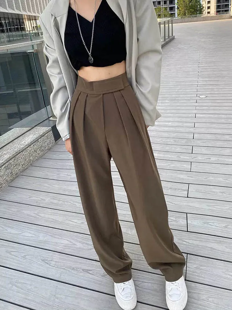 Женские классические брюки с широкими штанинами винтажные деловые элегантные