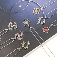 genshin impact inspired necklace collection for women man fashion geo anemo pyro alloy necklace jewelry gift cosplay necklace
