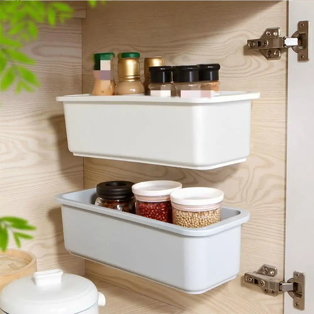 

Multi-functional Nail-free Storage Box Wall-mounted Organizer Kitchen Rack Basket Kitchen Accessories