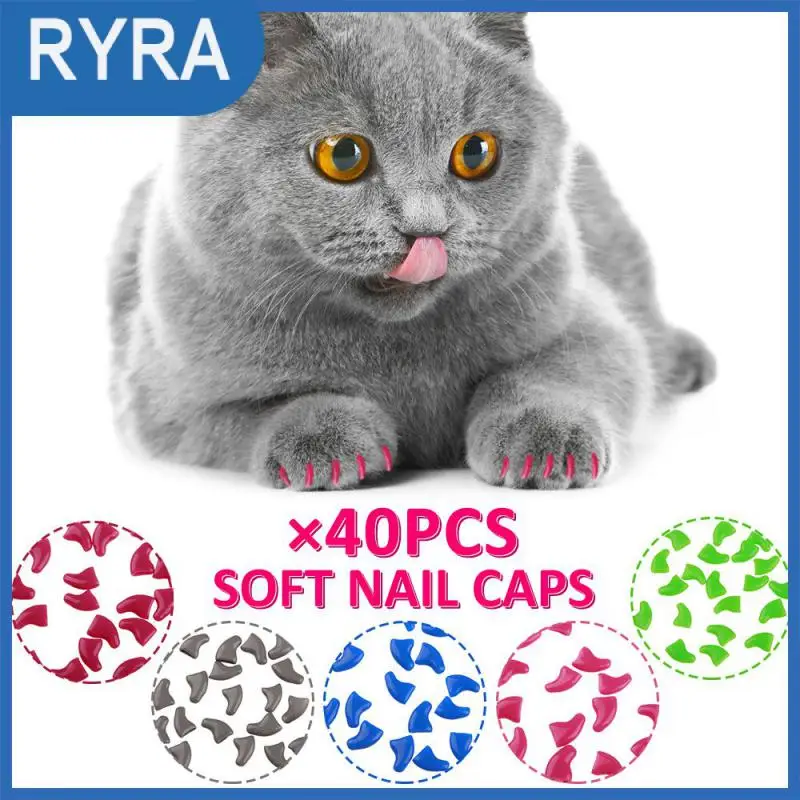 

20pcs Soft Cat Nail Caps / Cat Nail Cover / Paw Claw / Pet Silicon Nail Protector with free Glue and Applictor /Size XS M L
