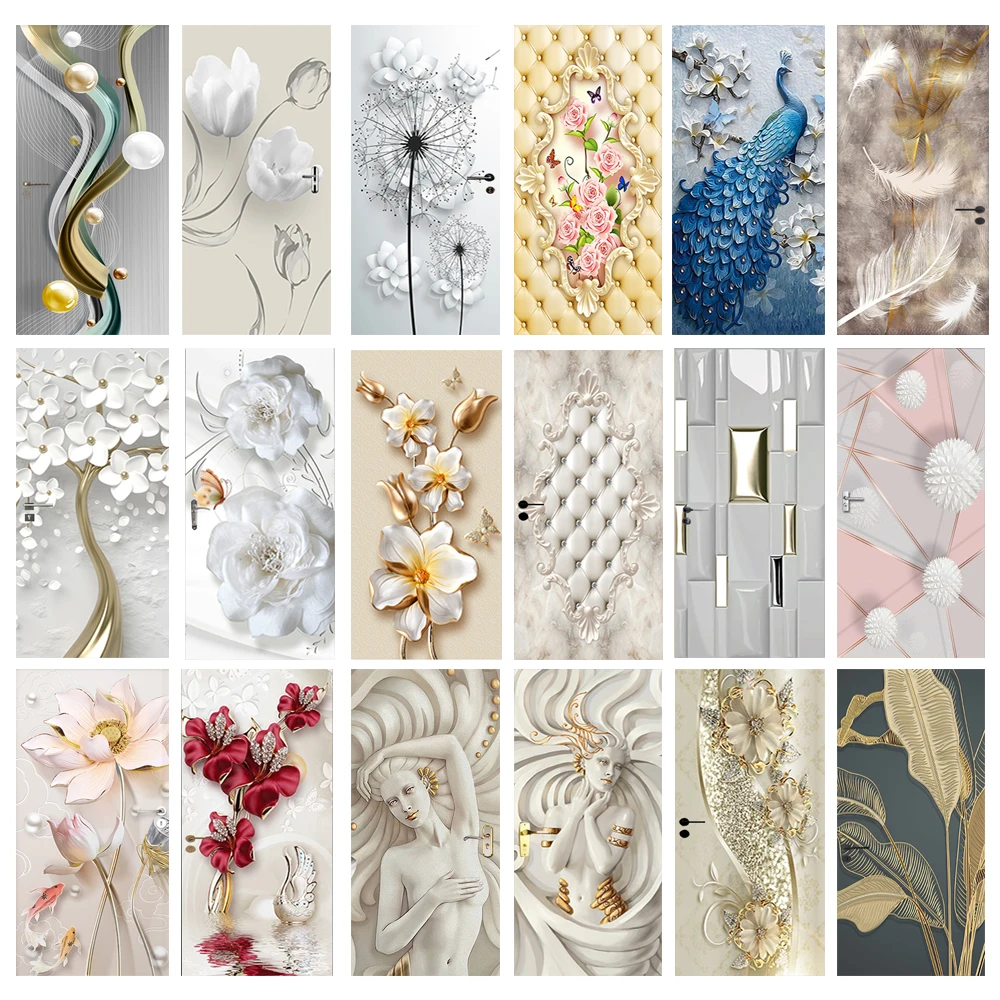 

Дверная наклейка s Современная самоклеящаяся 3D абстрактная Золотая жемчужная наклейка обои «сделай сам» ПВХ Искусство водонепроницаемый с...