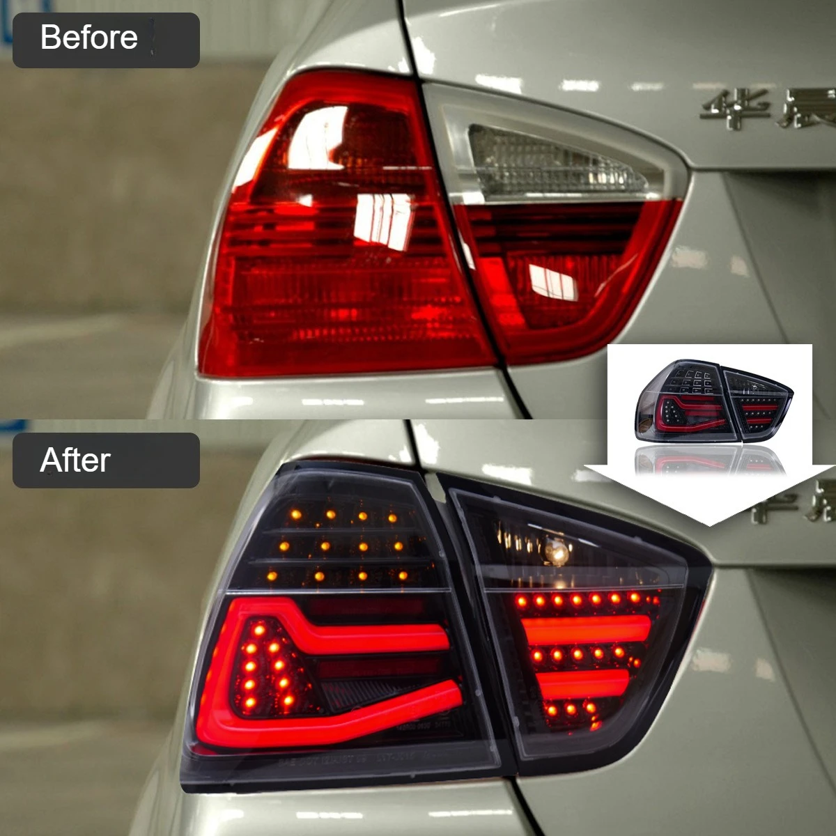 Фото Для BMW 3 серии E90 задние фонари в сборе 2005 2006-2012 светодиодные задние фонари задние фонари DRL указатель поворота автомобильные аксессуары автозапчасти №4