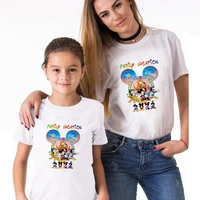 disney mickey and friends family vacation clothes 2022 fashion mother kids boys and girls matching t shirt street casual basic