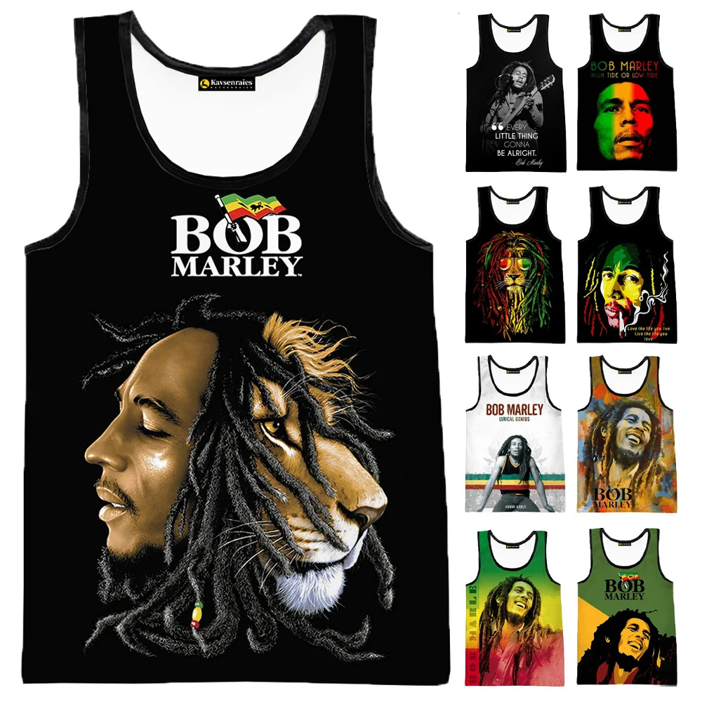 

2022 Fashion Singer Bob Marley Vest Women Fitness Men Tank Tops Sleeveless Funny Undershirt Cosplay Black Reggae Music Shirt
